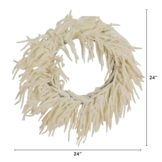 24in. Artificial Real Touch White Norfolk Island Pine Wreath with Natural Look {3}