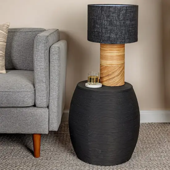 Hello Honey&reg; Small Rattan Round Accent Table Black {3}