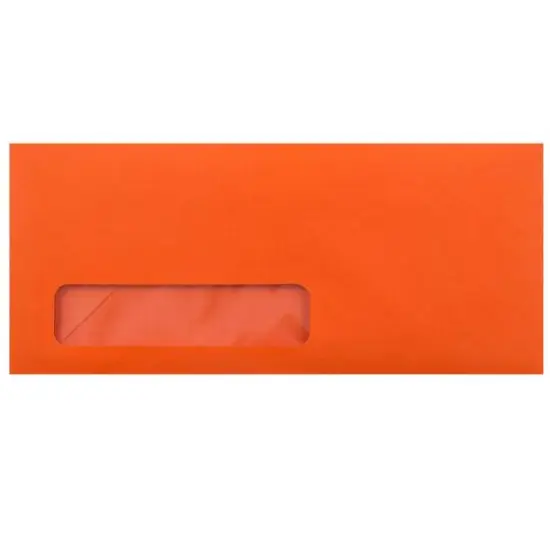 JAM Paper 4" x 9.5" Colored Business Window Envelopes, 50ct. Orange Recycled {1}