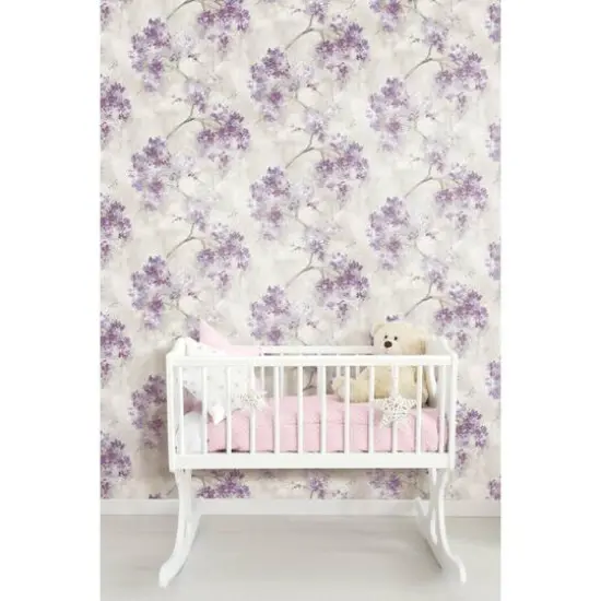 RoomMates Weeping Cherry Tree Blossom Peel & Stick Wallpaper Purple {4}