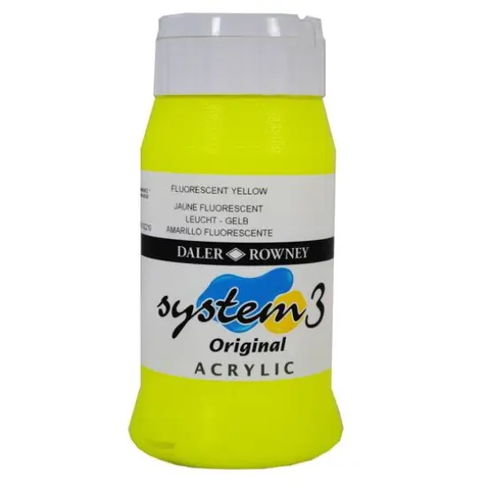 Daler-Rowney&reg; Original System 3 Acrylic, 500mL 681 Fluorescent Yellow {1}