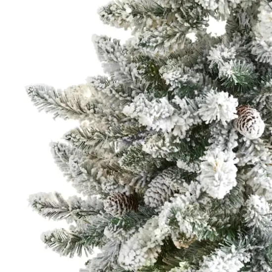 5ft. Unlit Flocked Livingston Fir Artificial Christmas Tree with Pine Cones {4}