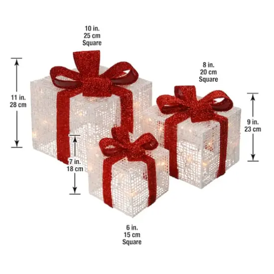 White & Red Gift Box Set with Clear Lights {6}