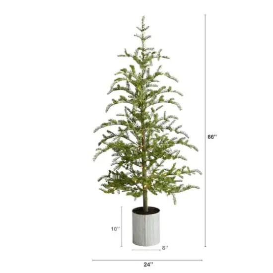 5.5ft. Pre-Lit Pine Artificial Christmas Tree in Decorative Planter, Clear Lights {3}