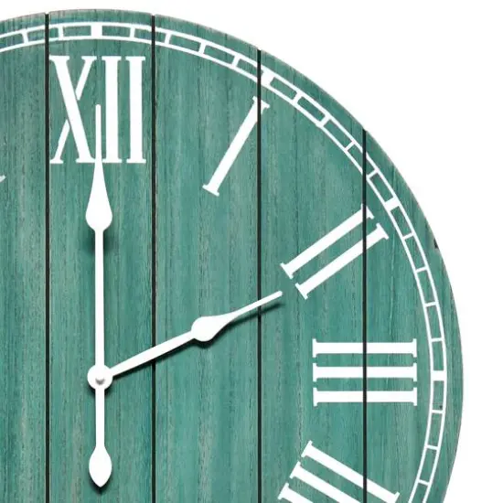 Elegant Designs 23" Wood Plank Coastal Wall Clock Dark Aqua Wash {6}