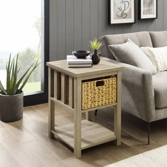 Walker Edison 18" Mission Storage Side Table Driftwood {5}
