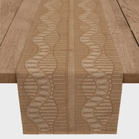 90" Lace Pattern Cotton Twill Runner Rust {1}