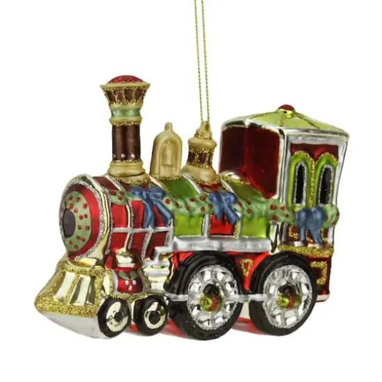 5.5" Red & Green Contemporary Train Christmas Ornament {4}