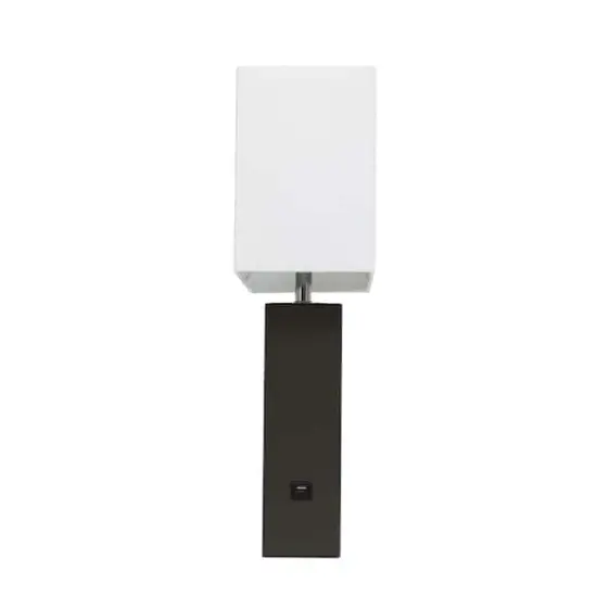 Lalia Home Lexington 21" Leather Table Lamp with USB Charging Port Black {12}