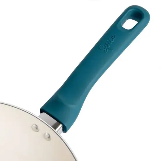 Spice by Tia Mowry Savory Saffron 2 Piece Ceramic Nonstick Aluminum Frying Pan Set Teal {7}