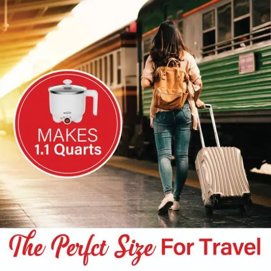 Brentwood White 1.1qt. 400 Watt Stainless Steel Electric Hot Pot Cooker & Food Steamer {9}