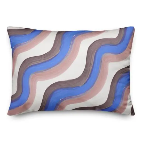 Wave Print Throw Pillow Blue and Pink {1}