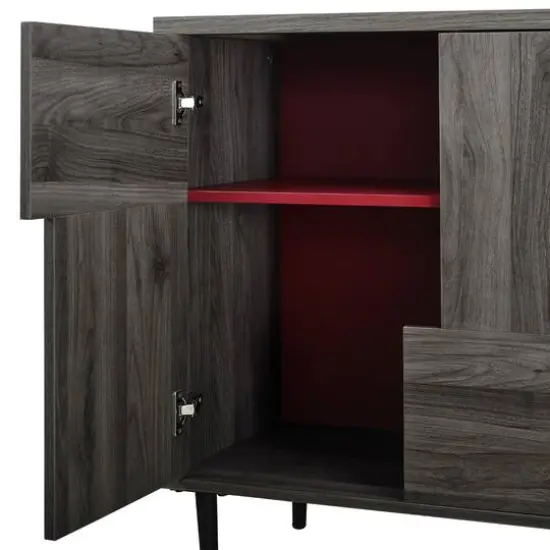 Walker Edison Slate Gray/Red Interior Modern Color Pop Accent Cabinet {7}