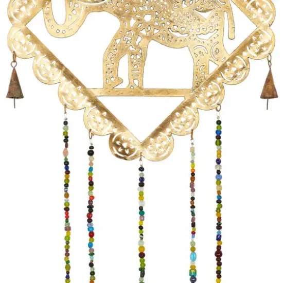 Gold Colored Metal Eclectic Elephant Windchime {5}