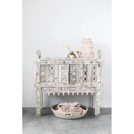 Hello Honey® 23.5" White Handwoven Grass Basket with Handles {5}