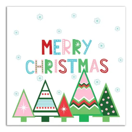 Merry Christmas Trees Canvas Wall Art {1}