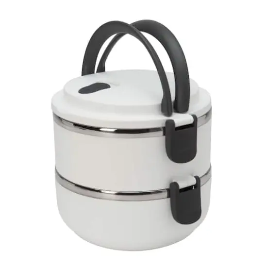 Kitchen Details 2-Tier White Insulated Stainless Steel Lunch Box {3}