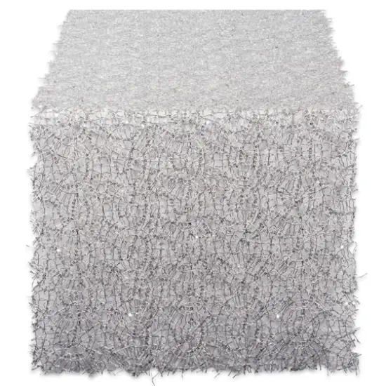 DII&reg; 10ft. Sequin Mesh Table Runner Roll Silver {1}