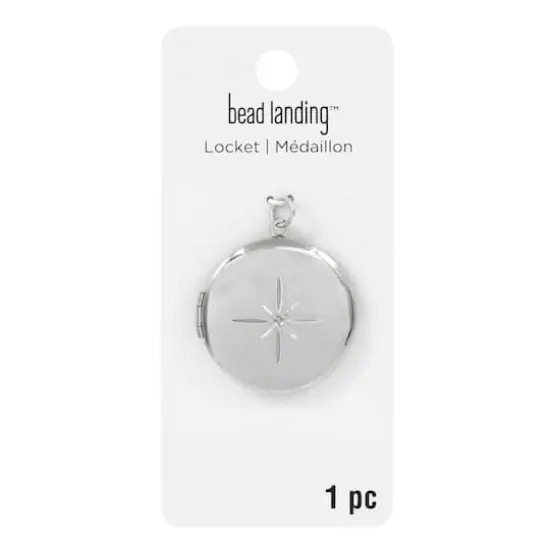 Silver Starburst Circle Locket by Bead Landing&trade; {5}