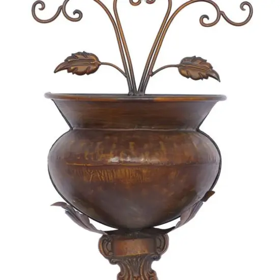 18" Dark Brown Iron Traditional Planter {5}