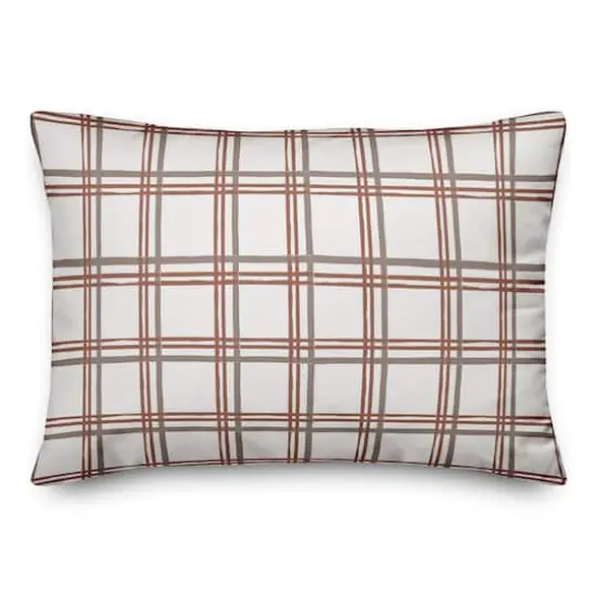 White & Red Holiday Plaid Throw Pillow {3}