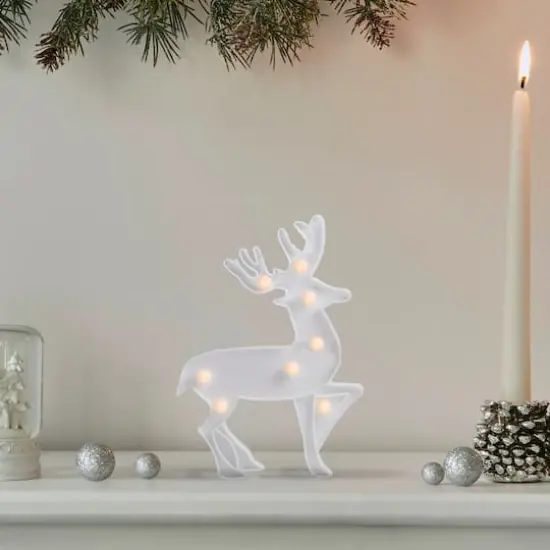 9.75" White Reindeer Christmas Marquee Wall Sign {3}
