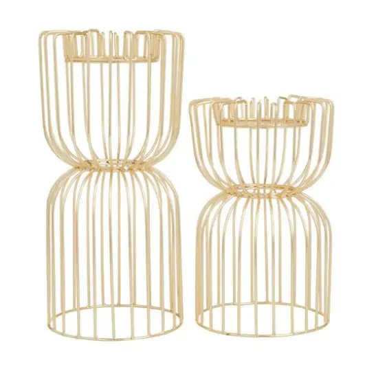 CosmoLiving by Cosmopolitan Gold Iron Glam Candle Holder, 13" x 10" {5}