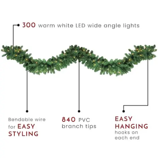 27ft. Pre-Lit LED Artificial Olympia Pine Garland {4}