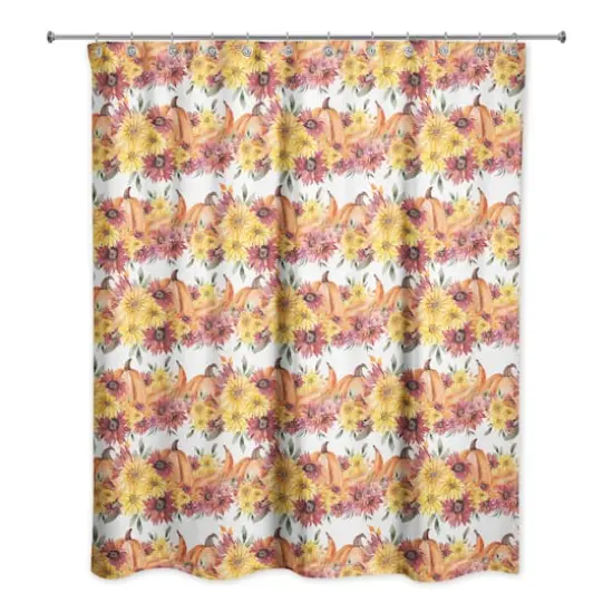 Fall Watercolor Floral Shower Curtain {1}