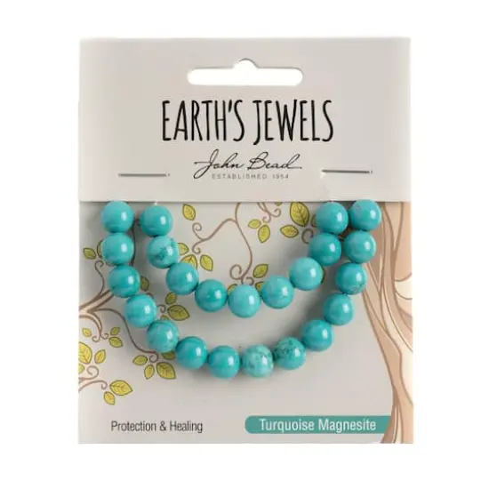 John Bead Earth's Jewels Natural Stone Round Beads, 8mm Turquoise Howlite {3}