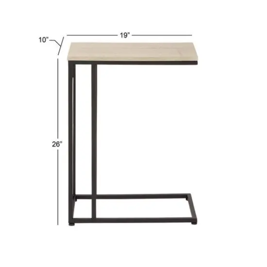 Black Iron & Wood Contemporary Accent Table {11}