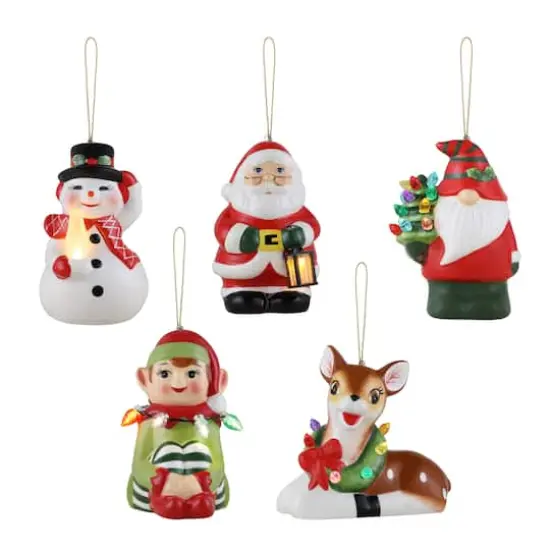 5ct. Ceramic Lit Icon Figurine Ornaments {1}