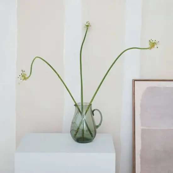 10" Green & Purple Marbled Elegance Hand-Blown Glass Pitcher {5}