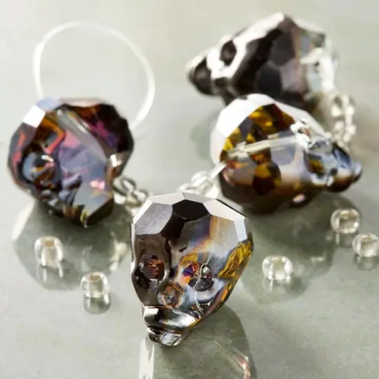 Gunmetal Faceted Glass Skull Beads by Bead Landing&trade;, 20mm {3}