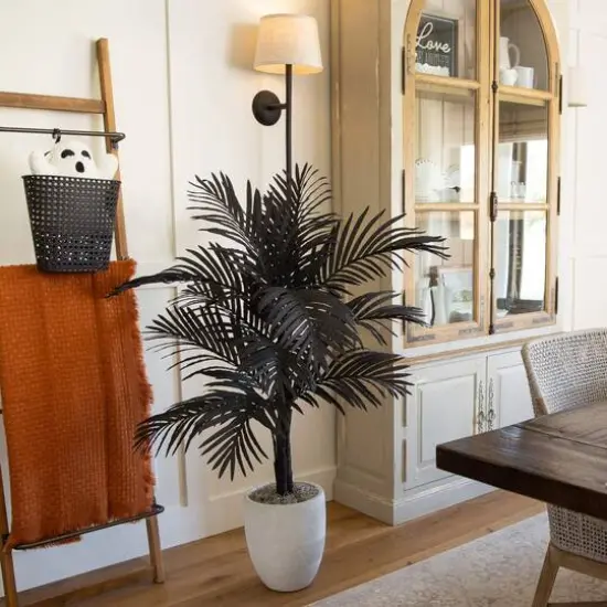 4ft. Artificial Halloween Black Golden Cane Tree {8}