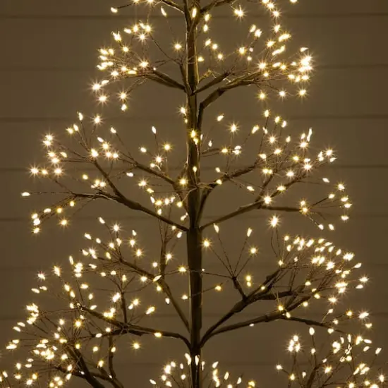4ft. Pre-Lit Artificial Halloween Black Starburst Tree with 800 Fairy Warm White LED Lights {6}