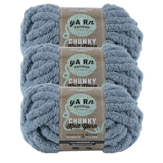3 Pack Lion Brand&reg; Yarn Workshop Chunky Knit Yarn Fog {1}