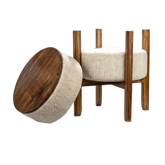 Hello Honey® 22" Woven Cotton & Wool Blend Table to Stool with Oak Wood Legs {3}