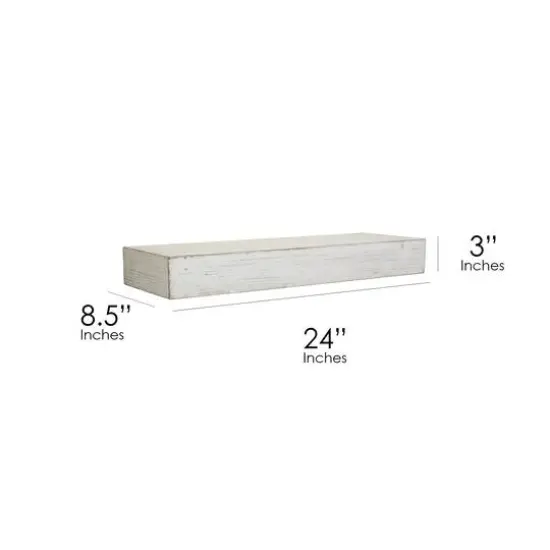 Small Whitewashed Wood Floating Wall Shelf {8}