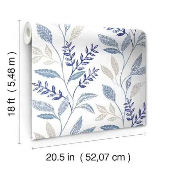 RoomMates Cottage Vine Peel & Stick Wallpaper White and Blue {9}
