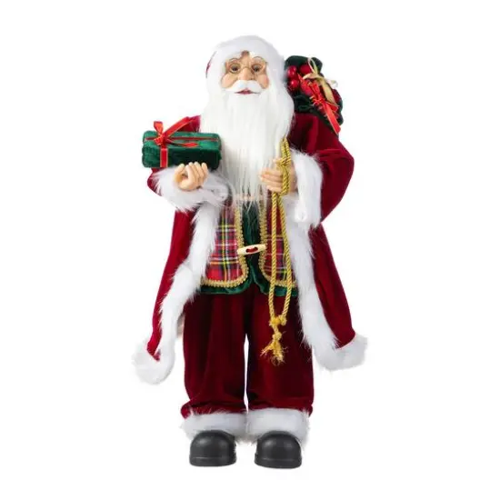 Glitzhome® 24"H Faux Fur Christmas Traditional Santa Figurine {1}