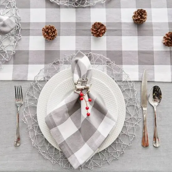 DII&reg; Buffalo Check Oversized Napkin, 6ct. Gray/White {12}