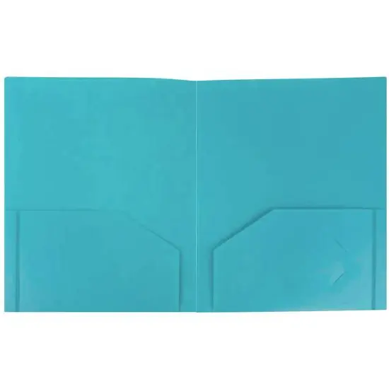 JAM Paper Heavy Duty Plastic 2-Pocket Folders, 6ct. Teal {4}