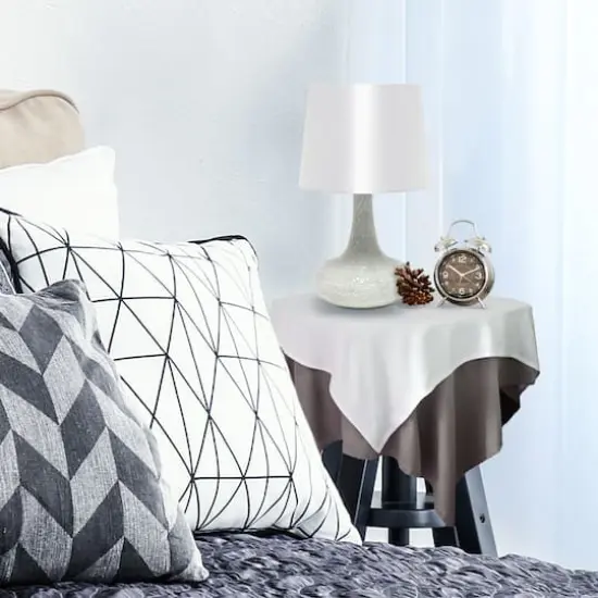 Simple Designs 14" Mosaic Glass Genie Table Lamp with Fabric Shade White {6}