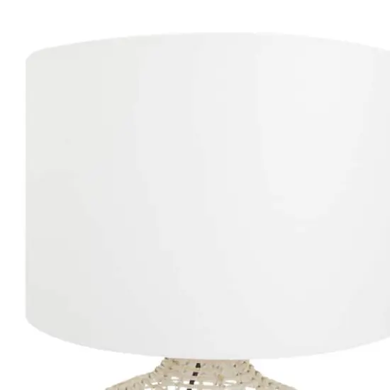 Beige Linen Coastal Table Lamp, 25" x 15" x 15" {5}