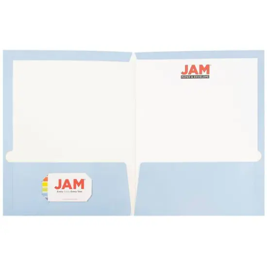JAM Paper Laminated 2-Pocket Glossy Folders, 6ct. Baby Blue {5}