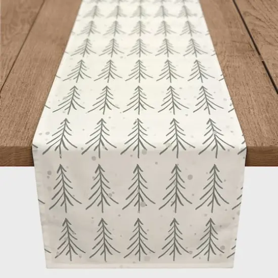 Tree Winter Snow 16x90 Poly Twill Table Runner {3}