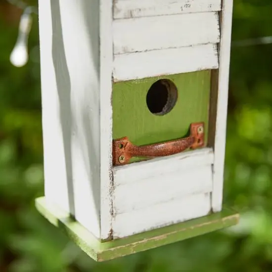 Glitzhome&reg; 18" Distressed Wood Cottage with Shutter Texture Birdhouse {8}