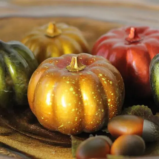 Autumn Harvest Artificial Pumpkin, Acorn & Leaf Thanksgiving Decoration Set {5}