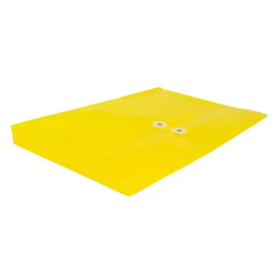 JAM Paper 9.75" x 14.5" Button & String Tie Closure Plastic Envelopes, 12ct. Yellow {6}
